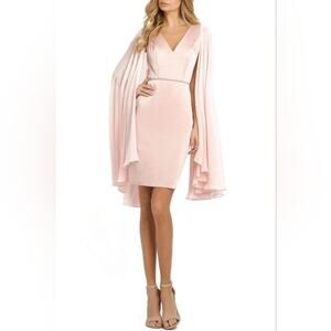 Ieena for Mac Duggal Blush Pink 55358 Dramatic Flowy Sleeve V-Neck Formal Dress